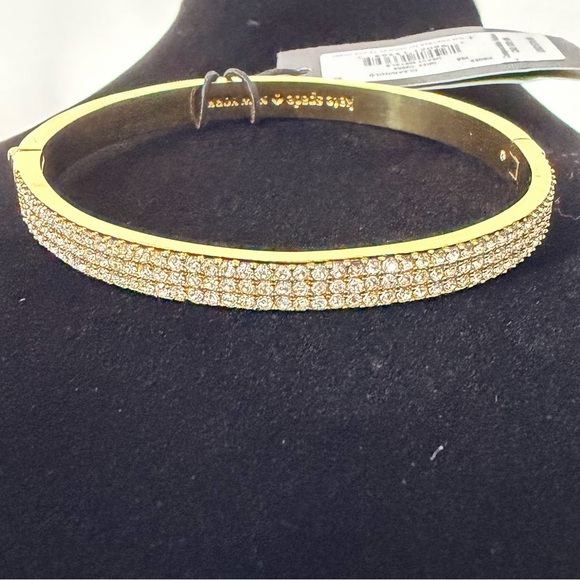 Kate Spade New York gold-tone pavé crystal hinged bangle bracelet - Picture 3 of 6